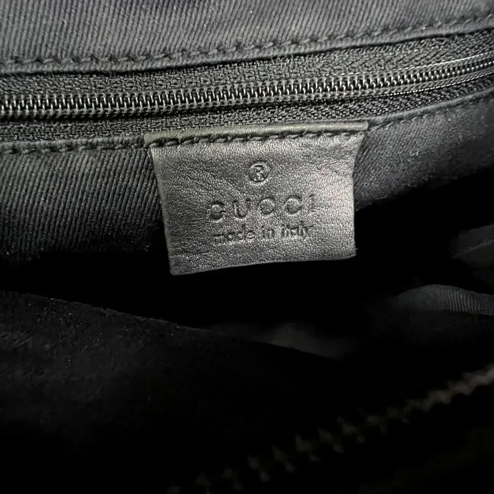 Gucci Black GG Logo Front Pocket Nylon Hobo Shoulder Bag Vintage Luxury Purse